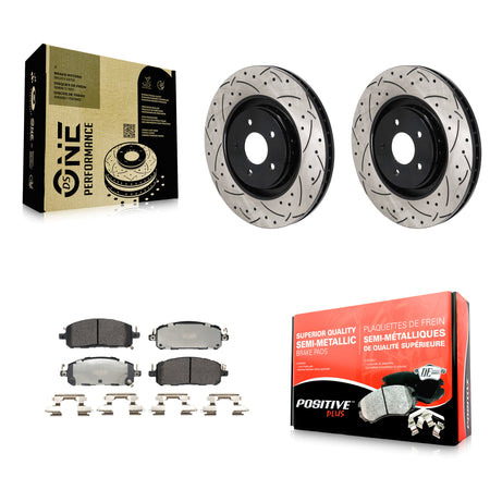 Front Drilled Slot Brake Rotor Semi-Metallic Pad Kit For Mitsubishi Outlander Nissan QX60 KDF-101248