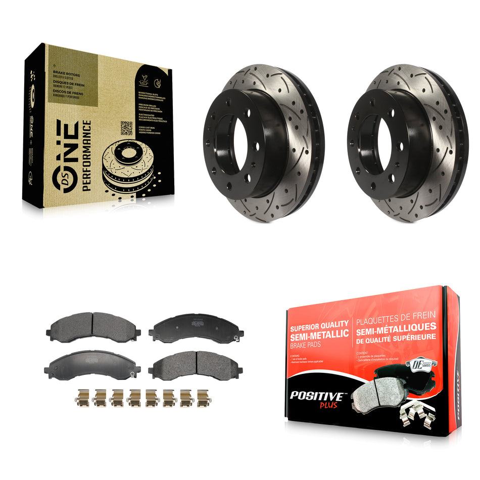 Front Drill Slot Brake Rotors Semi-Metallic Pad Kit For GMC Chevrolet Savana 2500 Express KDF-101249