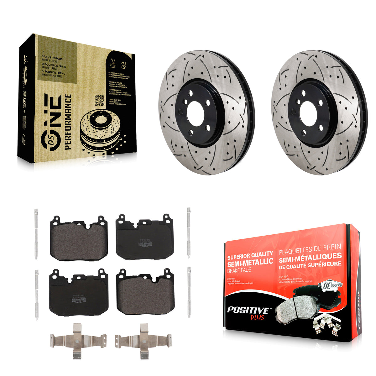 Front Drilled Slot Brake Rotor & Semi-Metallic Pad Kit For Mini Cooper Countryman Clubman KDF-101252