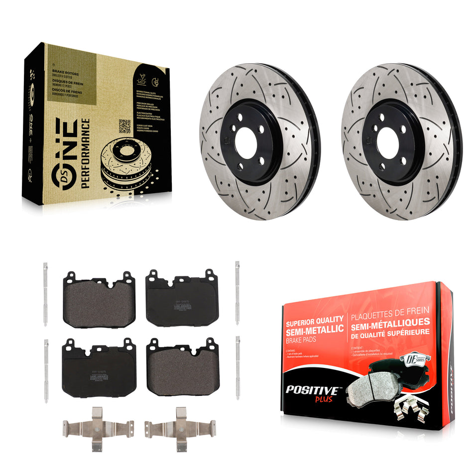 Front Drilled Slot Brake Rotor & Semi-Metallic Pad Kit For Mini Cooper Countryman Clubman KDF-101252