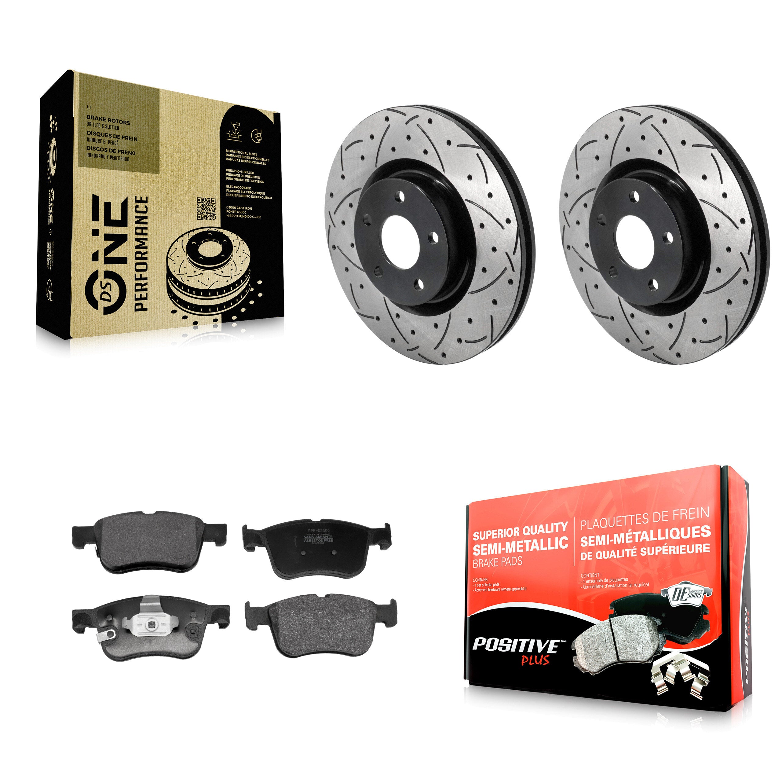 Front Drilled Slot Brake Rotor Semi-Metallic Pad Kit For Ford Escape Bronco Sport Lincoln KDF-101253
