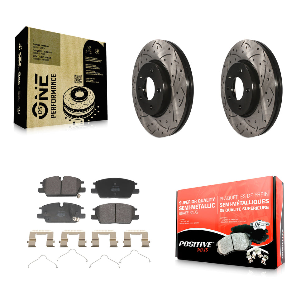 Front Drill Slot Brake Rotor Semi-Metallic Pad Kit For Chevrolet Equinox GMC Terrain Trax KDF-101270