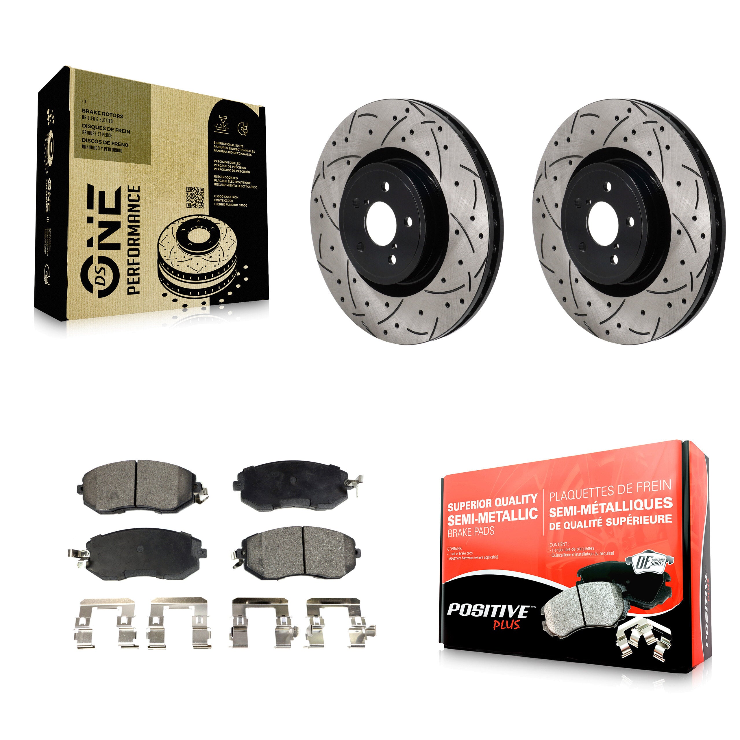Front Drill Slot Brake Rotors Semi-Metallic Pad Kit For 2019 Toyota 86 With Brembo Brakes KDF-101274