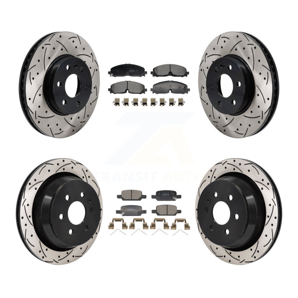 Front Rear Drill Slot Brake Rotor Semi-Metallic Pad Kit For Chevrolet Colorado GMC Canyon KDF-101279