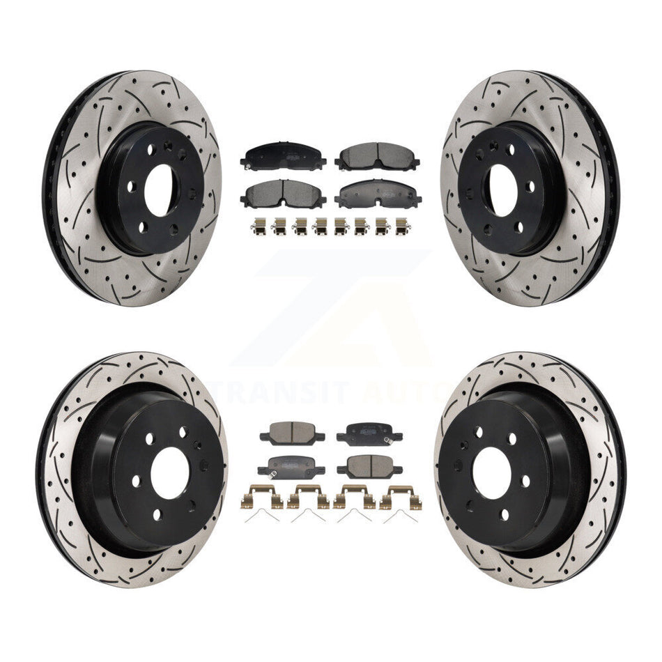 Front Rear Drill Slot Brake Rotor Semi-Metallic Pad Kit For Chevrolet Colorado GMC Canyon KDF-101279