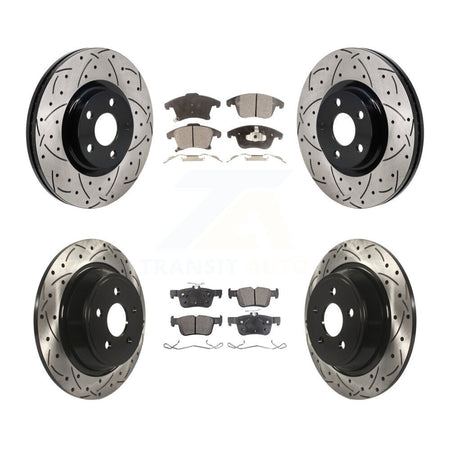 Front Rear Drilled Slot Brake Rotors Semi-Metallic Pad Kit For 2017-2020 Lincoln MKZ 2.0L KDF-101281