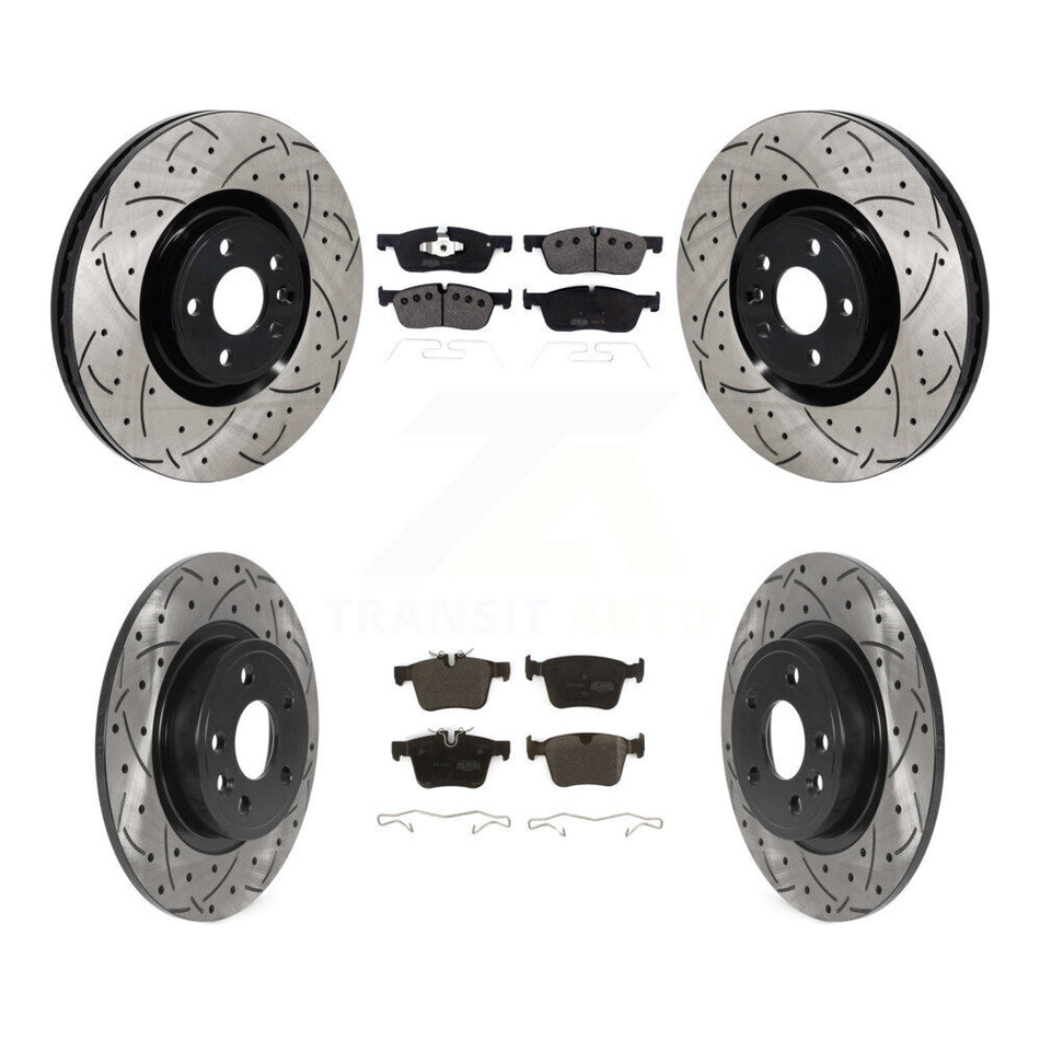 Front Rear Drilled Slot Brake Rotors Semi-Metallic Pad Kit For Land Rover Discovery Sport KDF-101285