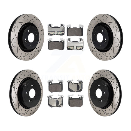 Front Rear Drill Slot Disc Brake Rotors Semi-Metallic Pad Kit For Kia Stinger Genesis G70 KDF-101287