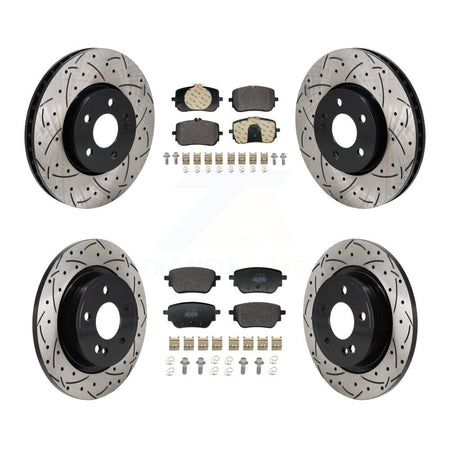 Front Rear Drilled Slot Brake Rotor & Semi-Metallic Pad Kit For Mercedes-Benz A220 CLA250 KDF-101289