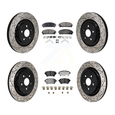 Front Rear Drilled Slot Brake Rotor Semi-Metallic Pad Kit For 2020-2022 Toyota Highlander KDF-101292