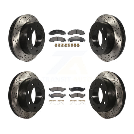 Front Rear Drilled Slot Brake Rotor & Semi-Metallic Pad Kit For GMC Savana 2500 Chevrolet KDF-101296