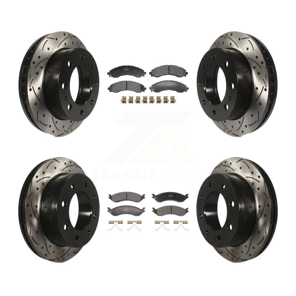 Front Rear Drilled Slot Brake Rotor & Semi-Metallic Pad Kit For GMC Savana 2500 Chevrolet KDF-101296