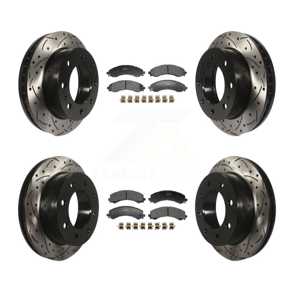 Front Rear Drilled Slot Brake Rotor & Semi-Metallic Pad Kit For GMC Savana 2500 Chevrolet KDF-101297