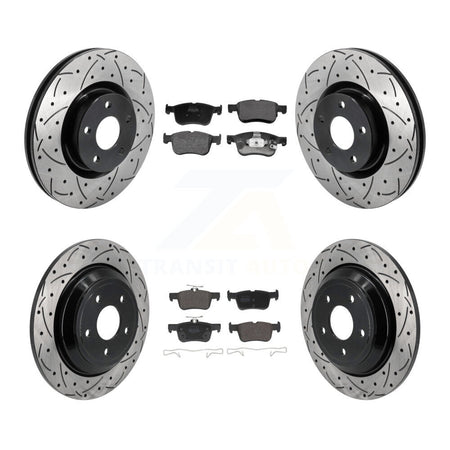 Front Rear Drill Slot Disc Brake Rotor Semi-Metallic Pad Kit For Ford Escape Bronco Sport KDF-101301