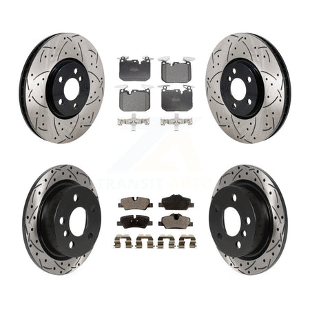 Front Rear Coated Drilled Slotted Disc Brake Rotors Semi-Metallic Pad Kit For Mini Cooper KDF-101309