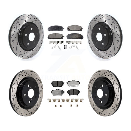 Front Rear Drill Slot Disc Brake Rotor Semi-Metallic Pad Kit For Lexus NX350h NX350 NX250 KDF-101313