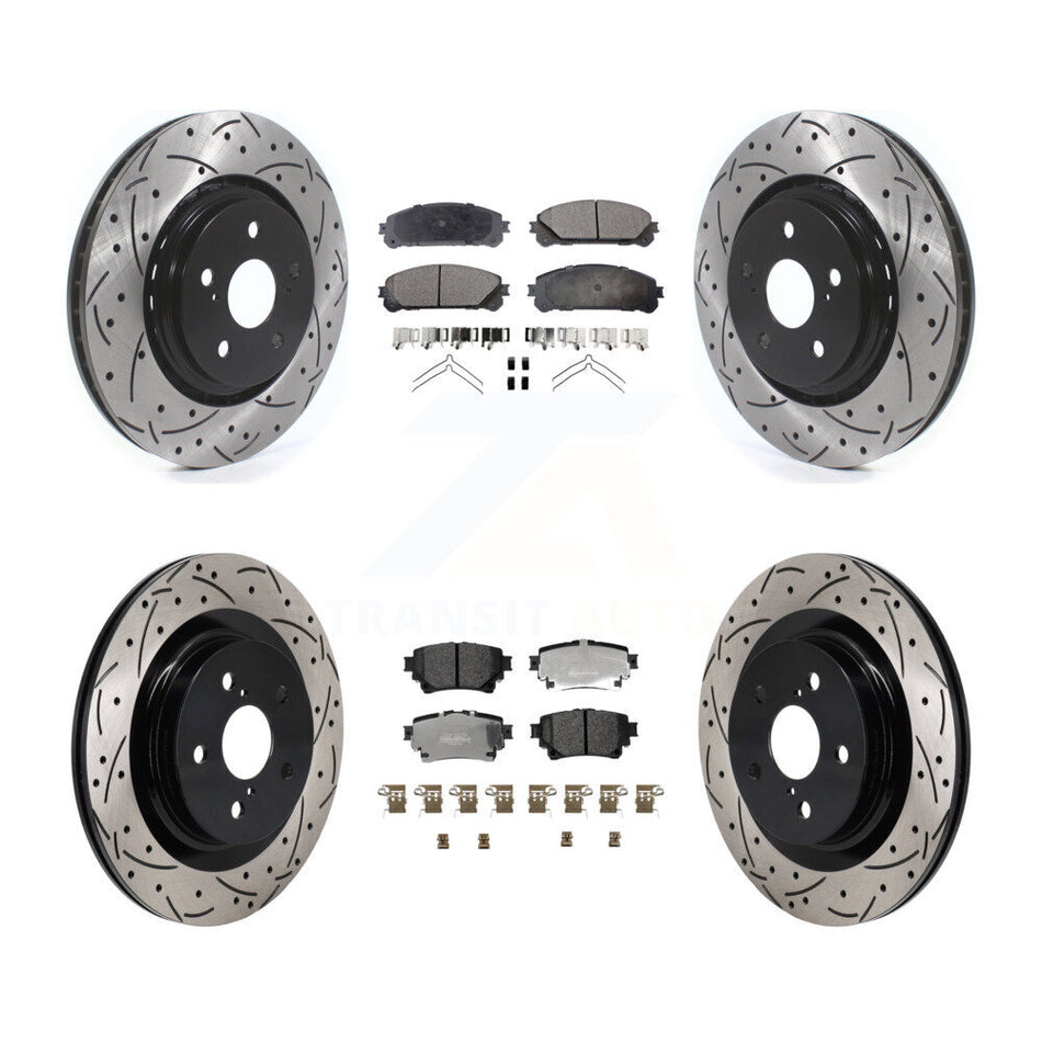 Front Rear Drill Slot Disc Brake Rotor Semi-Metallic Pad Kit For Lexus NX350h NX350 NX250 KDF-101313