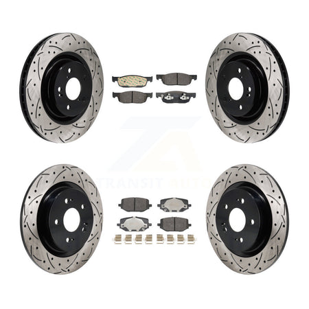 Front Rear Drill Slot Disc Brake Rotor Semi-Metallic Pad Kit For 2022-2023 Acura MDX 3.5L KDF-101314