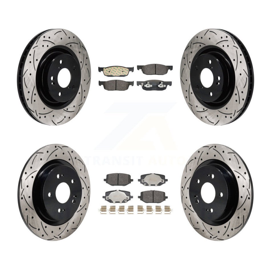 Front Rear Drill Slot Disc Brake Rotor Semi-Metallic Pad Kit For 2022-2023 Acura MDX 3.5L KDF-101314