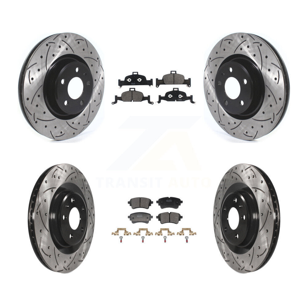 Front Rear Drill Slot Brake Rotors Semi-Metallic Pad Kit For Audi A5 Sportback Quattro A4 KDF-101316