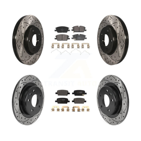 Front Rear Coated Drill Slot Disc Brake Rotors Semi-Metallic Pad Kit For Chevrolet Malibu KDF-101322