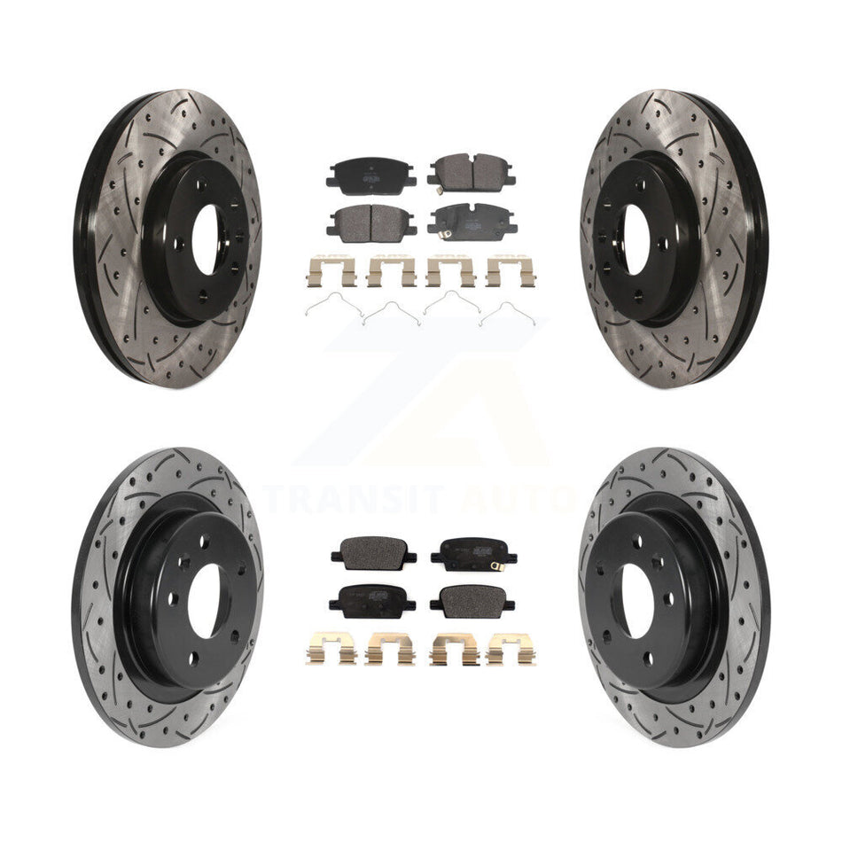 Front Rear Coated Drill Slot Disc Brake Rotors Semi-Metallic Pad Kit For Chevrolet Malibu KDF-101322