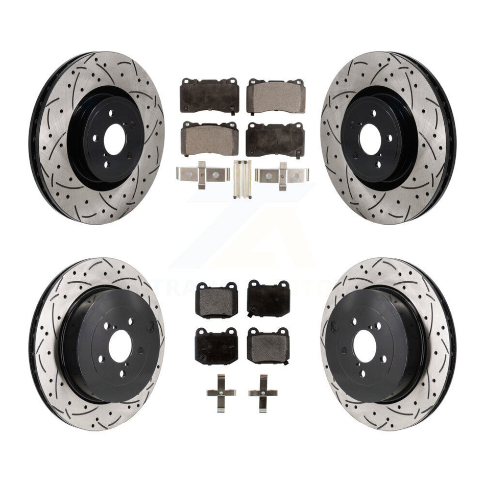 Front Rear Drilled Slot Disc Brake Rotor & Semi-Metallic Pad Kit For Subaru BRZ Toyota 86 KDF-101326