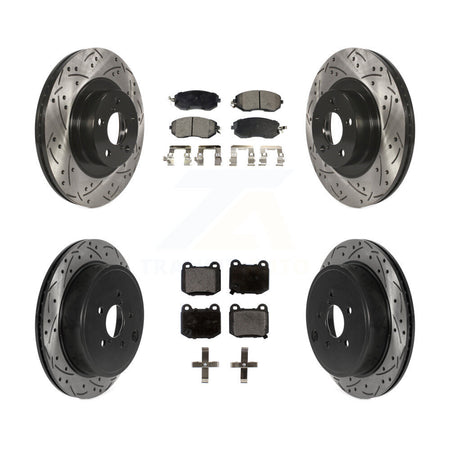 Front Rear Drill Slot Brake Rotor Semi-Metallic Pad Kit For 17 Subaru BRZ Limited/Premium KDF-101327