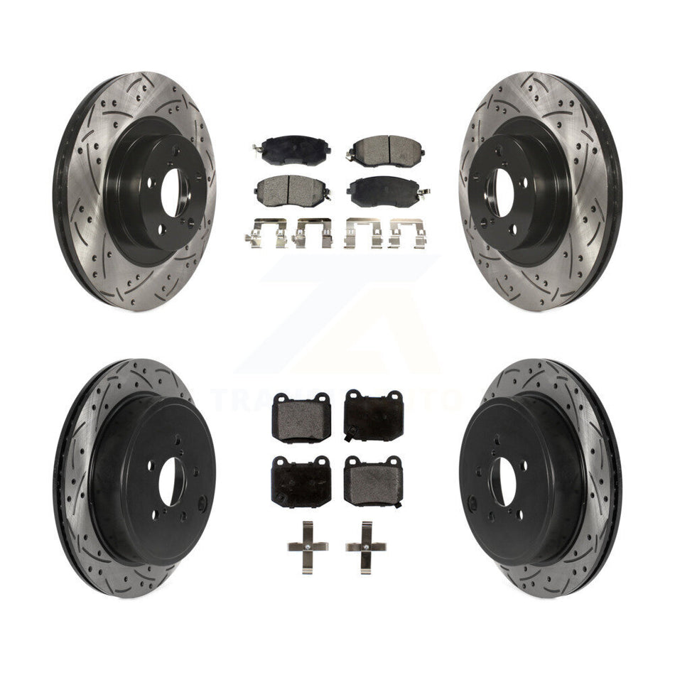 Front Rear Drill Slot Brake Rotor Semi-Metallic Pad Kit For 17 Subaru BRZ Limited/Premium KDF-101327