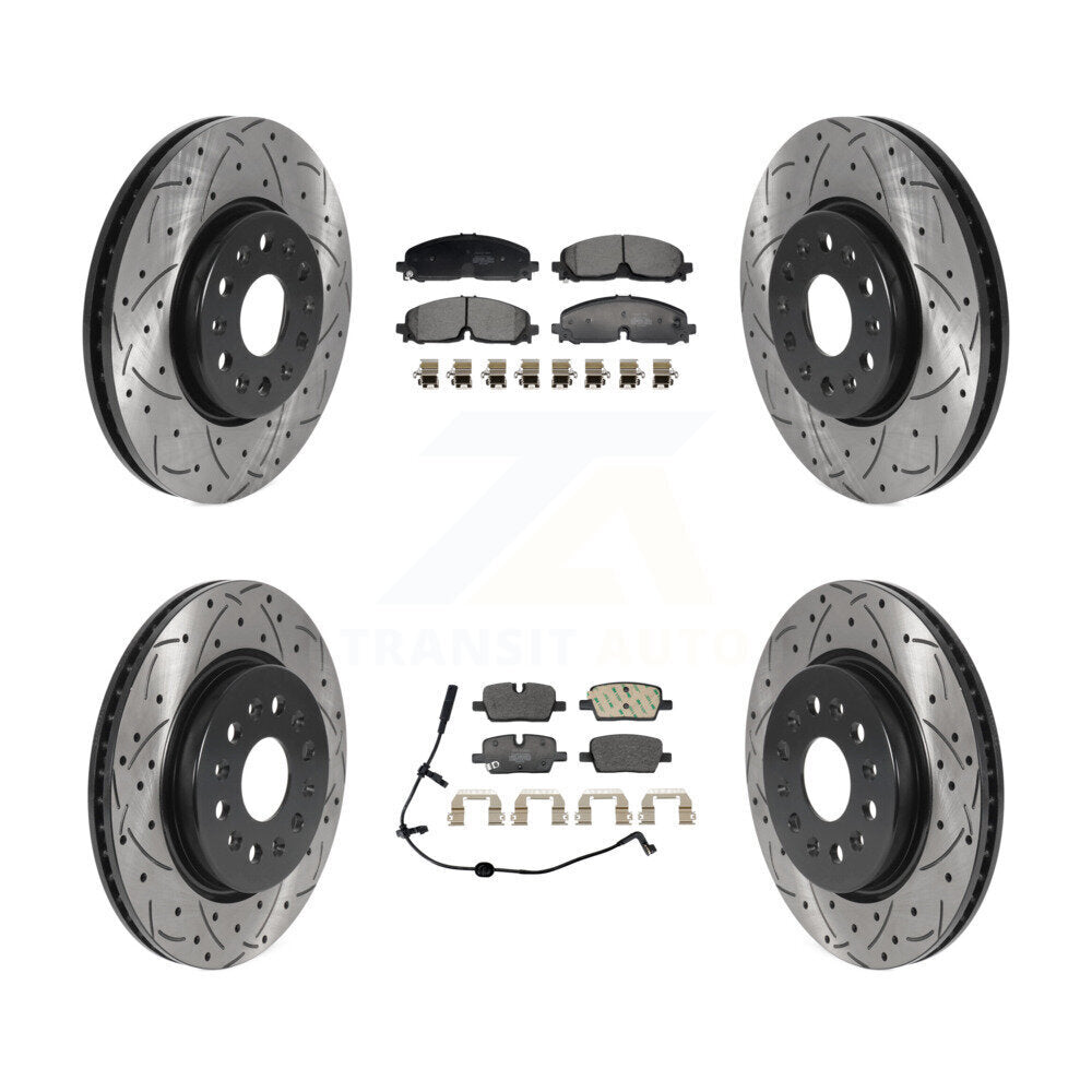 Front Rear Drill Slot Brake Rotor Semi-Metallic Pad Kit For Chevrolet Traverse Blazer GMC KDF-101330