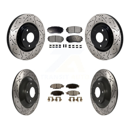 Front Rear Drill Slot Brake Rotor Semi-Metallic Pad Kit For 19-24 Mazda CX-5 Turbocharged KDF-101331