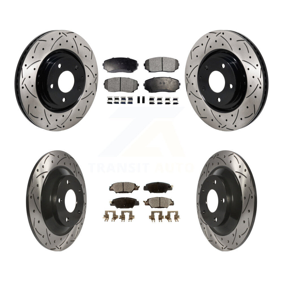 Front Rear Drill Slot Brake Rotor Semi-Metallic Pad Kit For 19-24 Mazda CX-5 Turbocharged KDF-101331