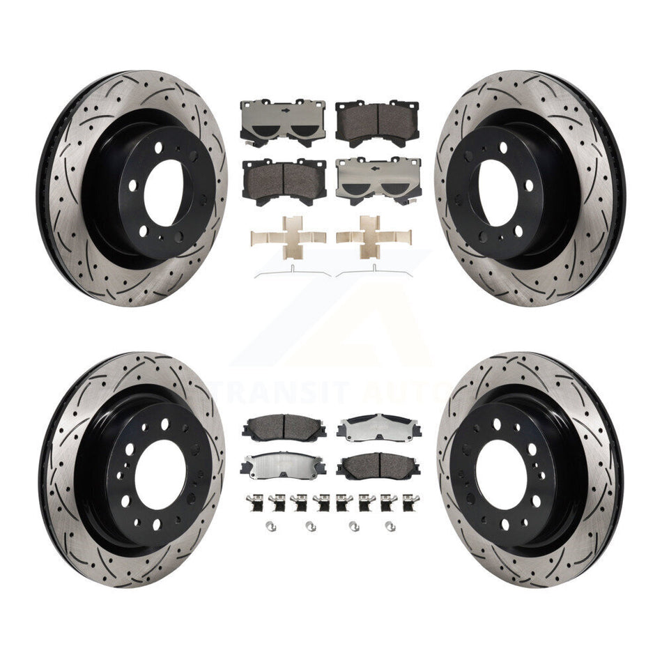 Front Rear Drilled Slot Brake Rotor Semi-Metallic Pad Kit For Toyota Tundra Sequoia Lexus KDF-101336