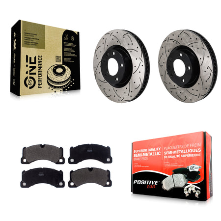 Front Drill Slot Brake Rotor Semi-Metallic Pad Kit For Volkswagen Touareg Porsche Cayenne KDF-101341