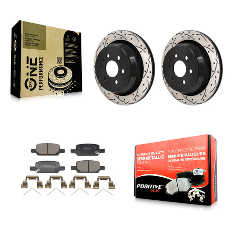 Rear Drill Slot Disc Brake Rotors Semi-Metallic Pad Kit For Chevrolet Colorado GMC Canyon KDF-101351