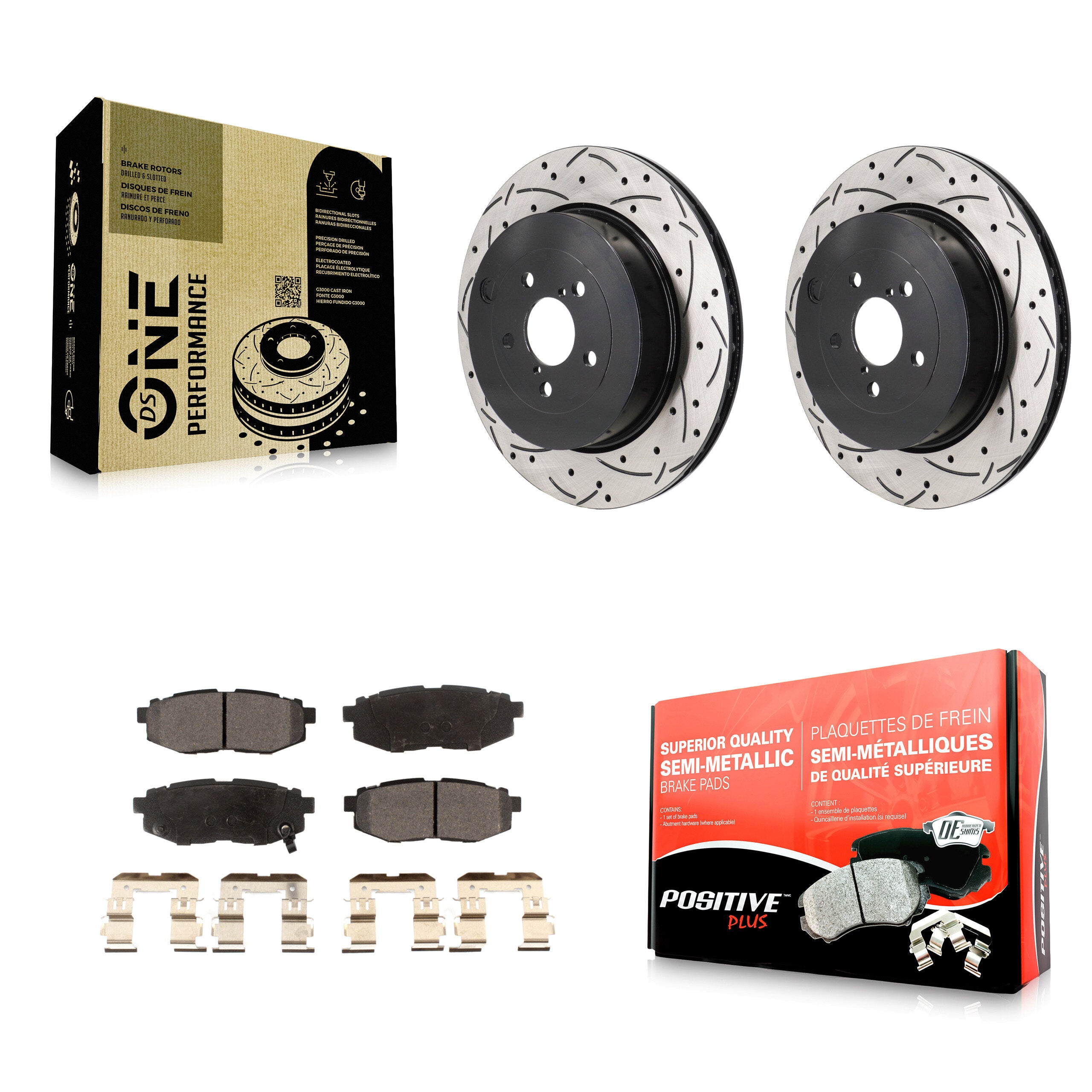 Rear Coated Drilled Slot Disc Brake Rotors Semi-Metallic Pad Kit For Subaru BRZ Toyota 86 KDF-101362