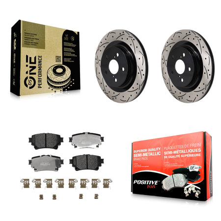 Rear Drill Slot Brake Rotor Semi-Metallic Pad Kit For Toyota Sienna Lexus RAV4 Prime bZ4X KDF-101369