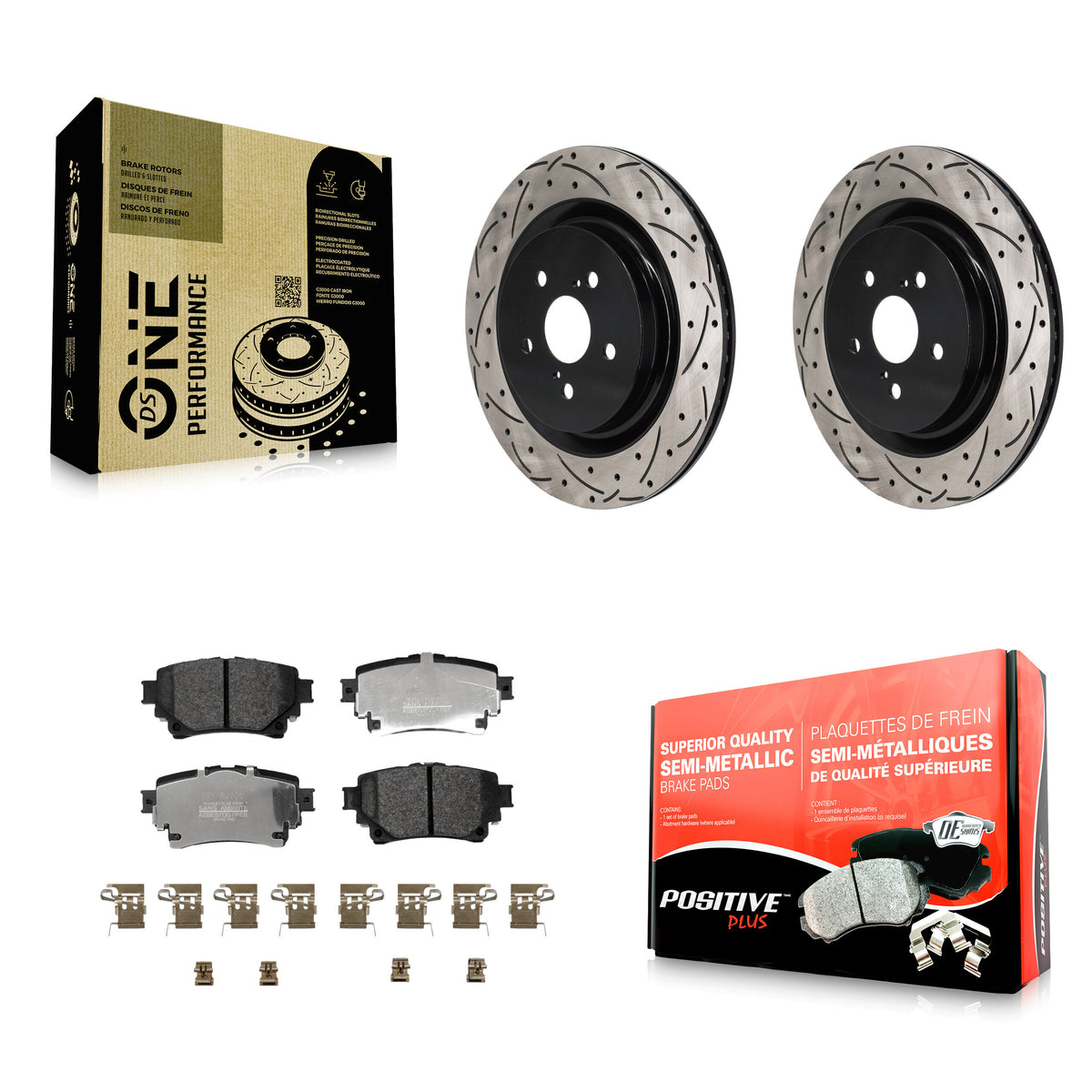 Rear Drill Slot Disc Brake Rotor Semi-Metallic Pad Kit For Toyota Highlander Lexus RX350h KDF-101370