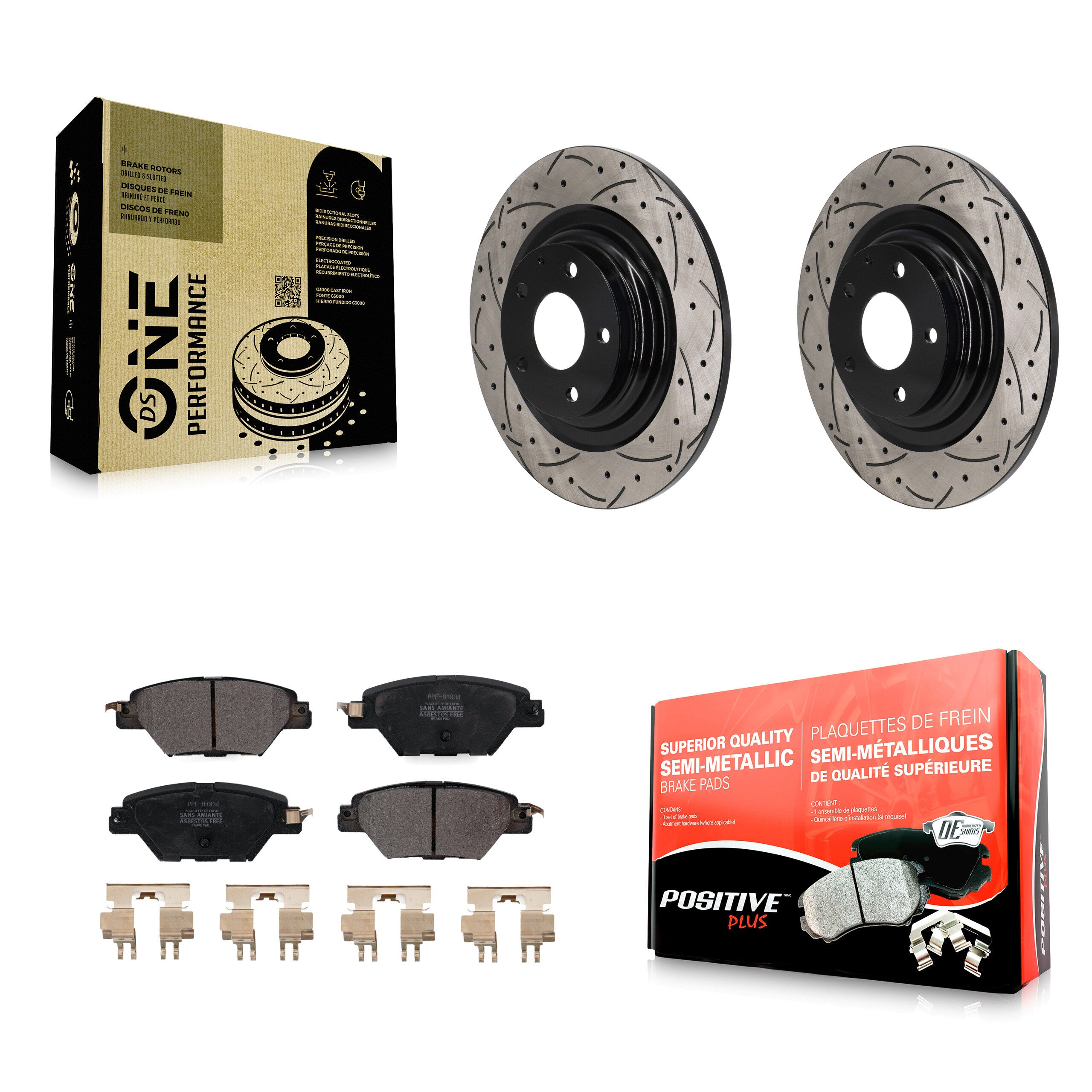 Rear Coated Drilled Slot Disc Brake Rotors Semi-Metallic Pad Kit For 2016-2023 Mazda CX-9 KDF-101382
