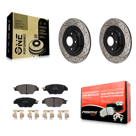 Rear Coated Drilled Slot Disc Brake Rotors Semi-Metallic Pad Kit For 2016-2023 Mazda CX-9 KDF-101382