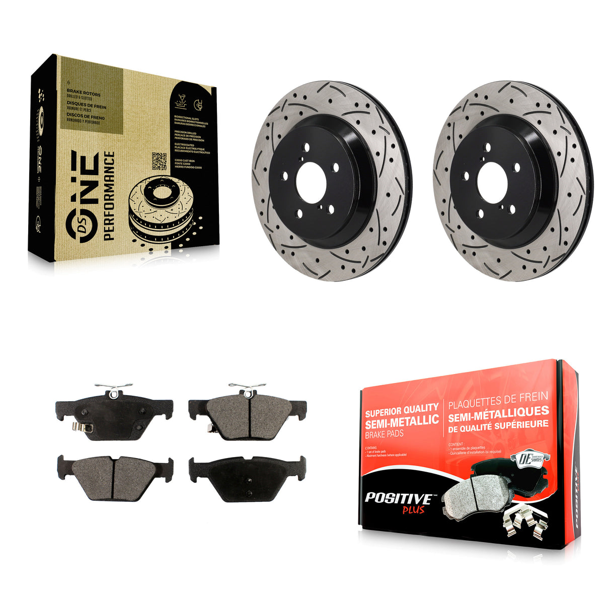 Rear Coated Drilled Slotted Disc Brake Rotor & Semi-Metallic Pad Kit For Subaru Crosstrek KDF-101385