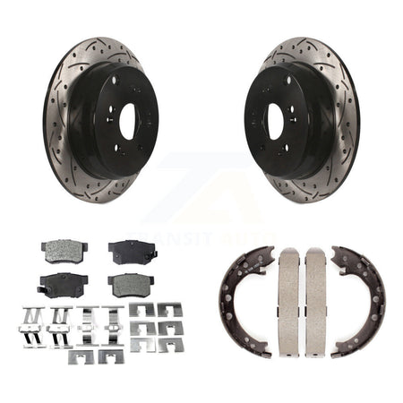 Rear Disc Drilled & Slotted Rotors Semi-Metallic Pads And Parking Shoes Kit For Acura RDX KDF-101461