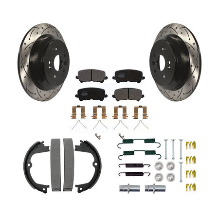 Rear Drilled Slot Disc Rotors Semi-Metallic Pad Parking Shoes Kit For 2014-2016 Acura MDX KDF-101579