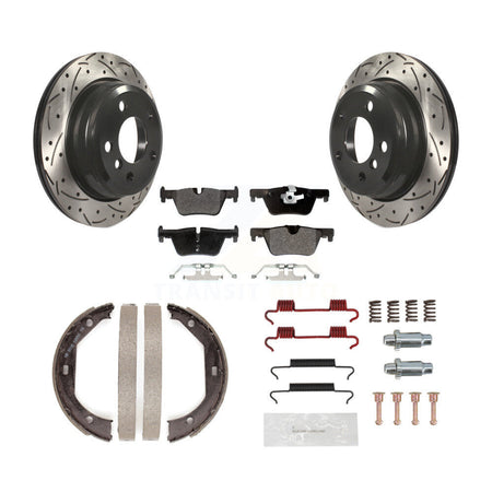 Rear Drill Slot Rotors Semi-Metallic Pad Parking Shoes Kit For BMW 428i xDrive Gran Coupe KDF-101608