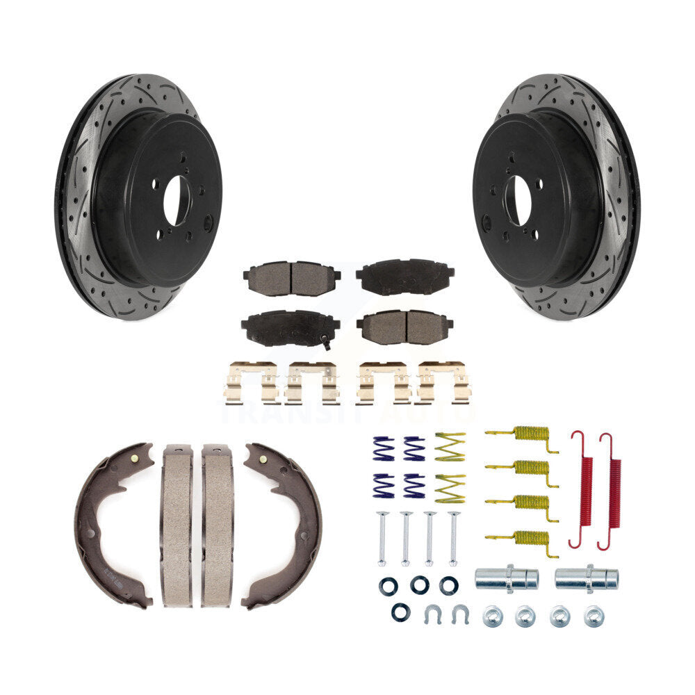 Rear Drill Slot Disc Rotors Semi-Metallic Pad Parking Shoes Kit For Subaru Outback Legacy KDF-101684