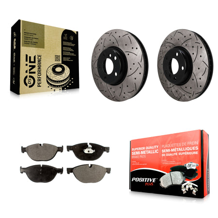 Front Drill Slot Brake Rotor Semi-Metallic Pad Kit For BMW 550i xDrive 650i Gran Coupe GT KDF-101756