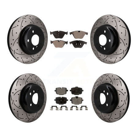 Front Rear Drilled Slot Brake Rotors Semi-Metallic Pad Kit For BMW 640i xDrive Gran Coupe KDF-101759