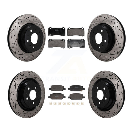 Front Rear Coated Drilled Slotted Disc Brake Rotors And Semi-Metallic Pad Kit For Tesla 3 KDF-101760