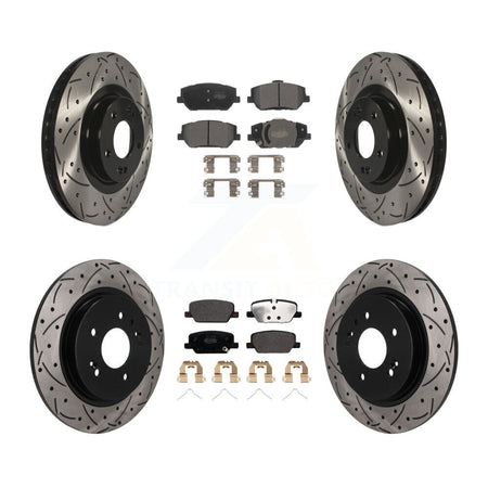 Front Rear Drilled Slot Brake Rotors Semi-Metallic Pad Kit For 2019-2020 Hyundai Santa Fe KDF-101761