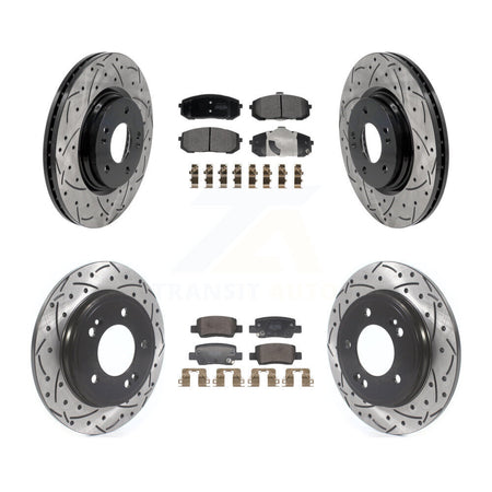 Front Rear Coated Drilled Slot Disc Brake Rotor Semi-Metallic Pad Kit For Hyundai Elantra KDF-101764